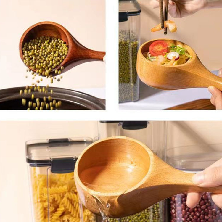 Household Wooden Long Handle Large Soup Spoon Eating Noodle Spoon Water Scoop, Material: Tanoak  - Original Color
