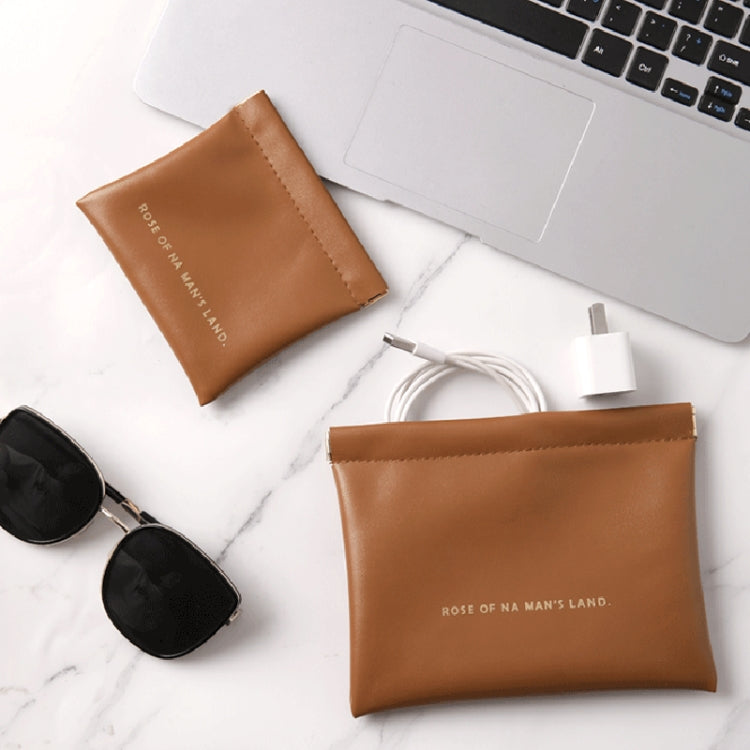 2pcs /Set PU Data Cable Earphone Storage Bag Mini Portable Lipstick Pouch Coin Purse, Size: Large+Small