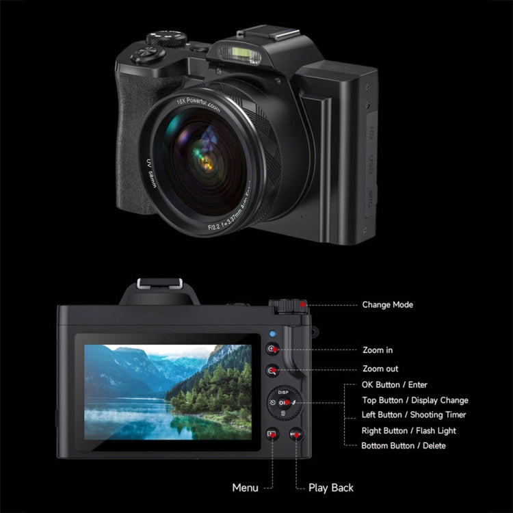 DC-201S 5K/30FPS 3.5-Inch 16X Six-Axis Anti-Shake HD Digital Camera With UV Lens