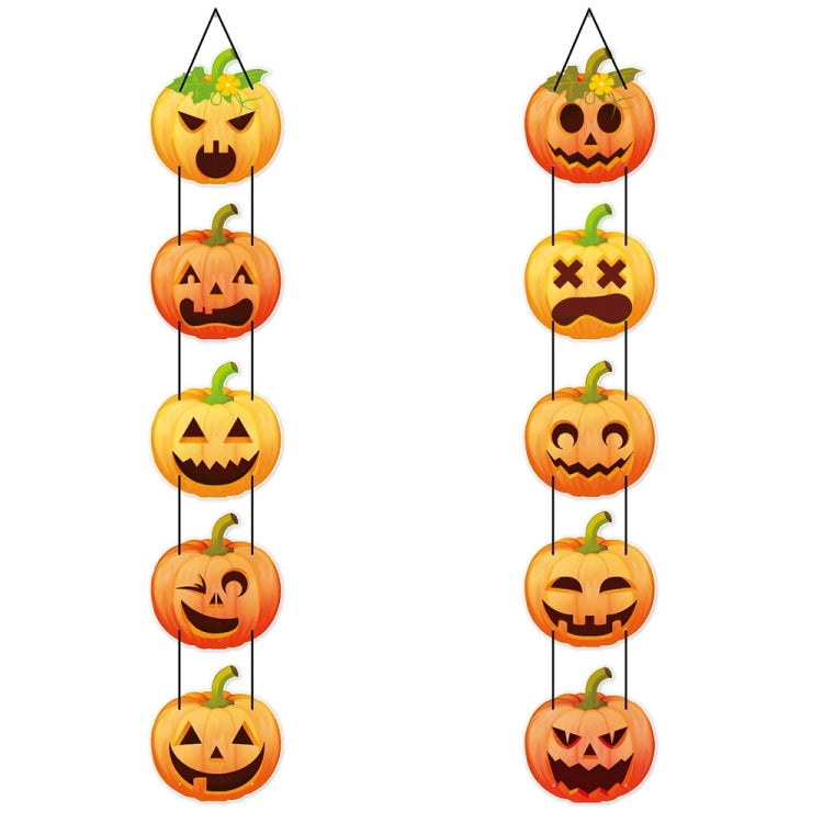 1pair Halloween Party Door Pumpkin Hanging Decoration Door Decoration Supplies - L-00329