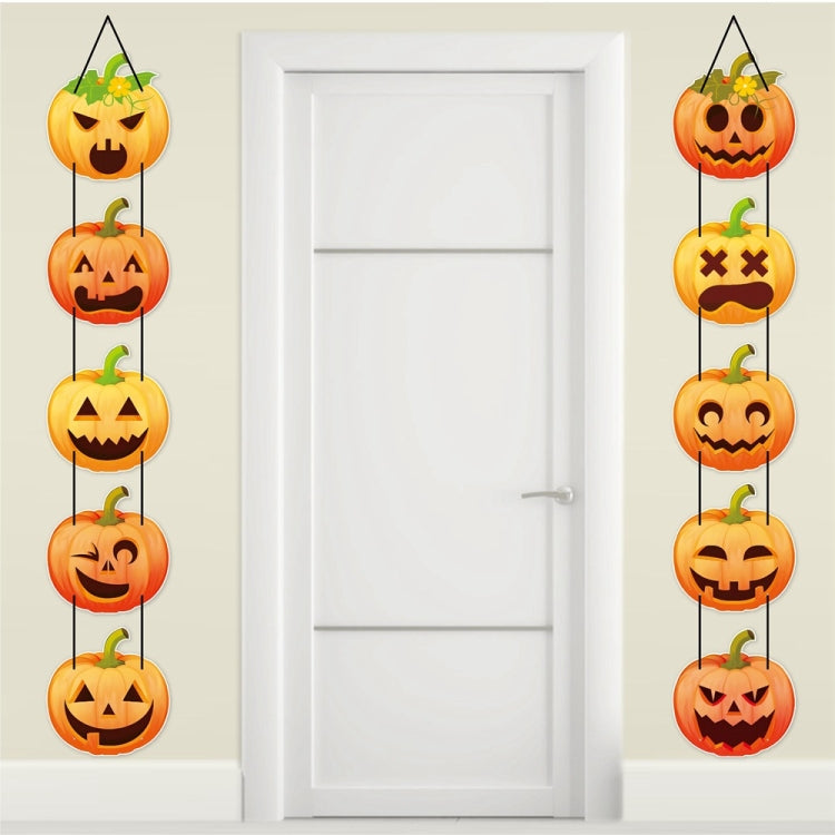 1pair Halloween Party Door Pumpkin Hanging Decoration Door Decoration Supplies - L-00329