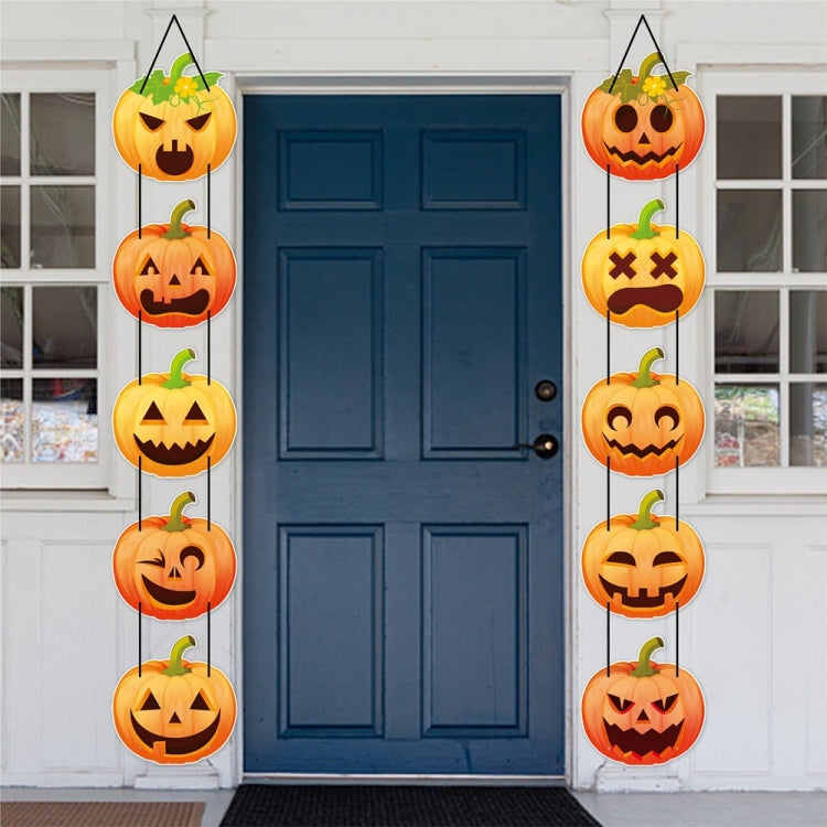 1pair Halloween Party Door Pumpkin Hanging Decoration Door Decoration Supplies - L-00329