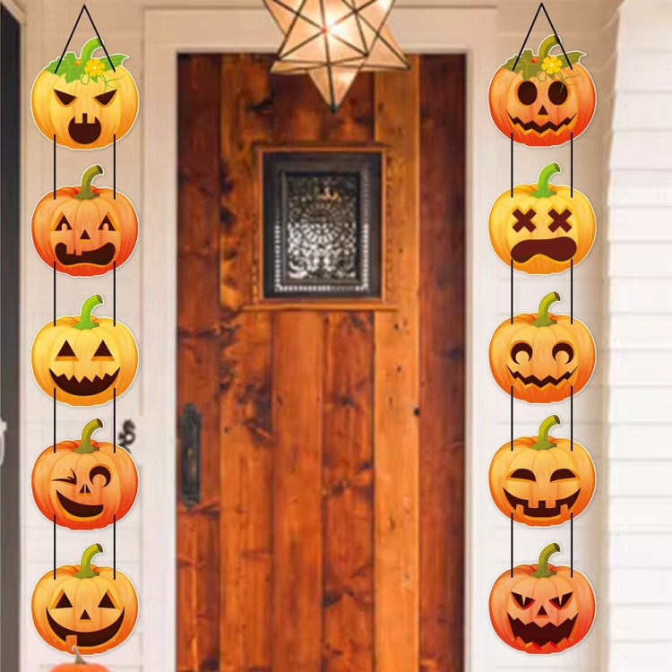 1pair Halloween Party Door Pumpkin Hanging Decoration Door Decoration Supplies - L-00329