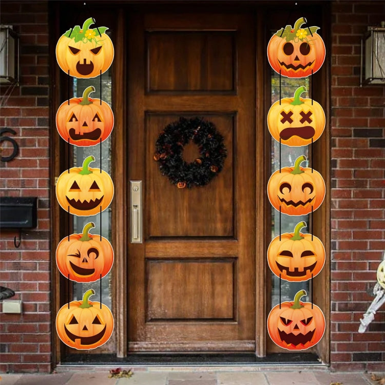 1pair Halloween Party Door Pumpkin Hanging Decoration Door Decoration Supplies - L-00329