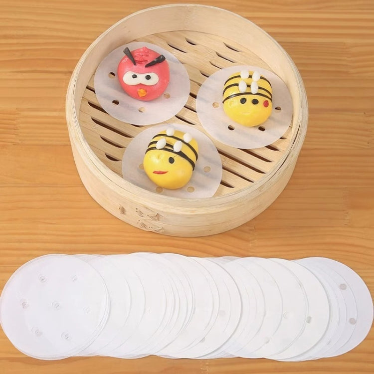 100pcs Food Grade Disposable Round Non-stick Steamer Paper Perforated Buns Steamer Pads, Size: 7.6cm