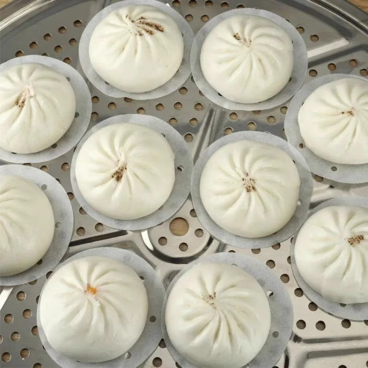 100pcs Food Grade Disposable Round Non-stick Steamer Paper Perforated Buns Steamer Pads, Size: 7.6cm