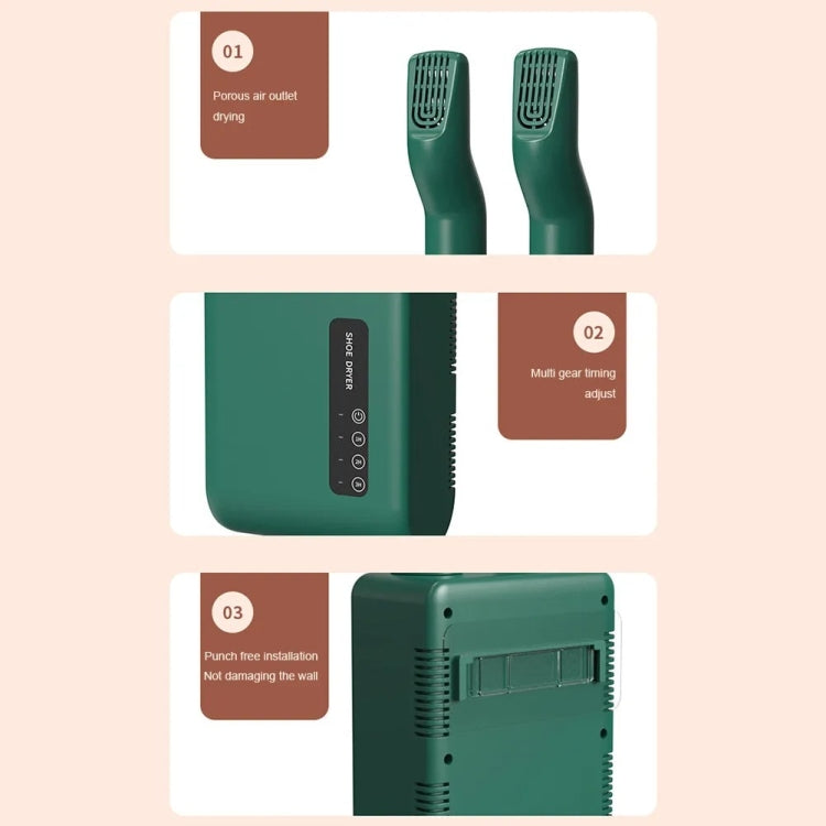 140W Boot Dryer Wall Mounted Shoes Warmer Heater, 3 Gear Timing, 360 Degree Rotating Air Outlet AU Plug
