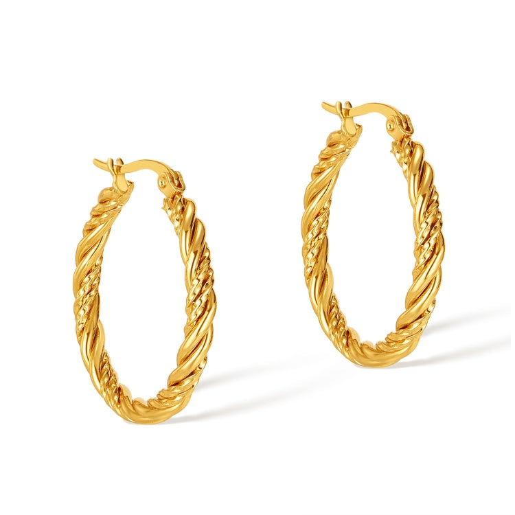 OPK GE960 1pair Stainless Steel Gold Plated Vintage Twist Earrings - Gold