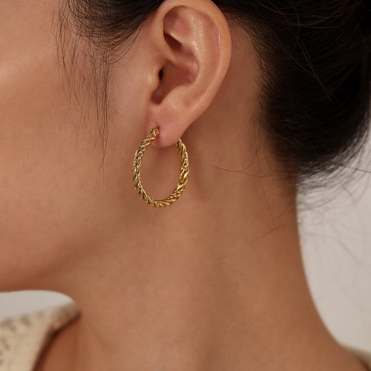 OPK GE960 1pair Stainless Steel Gold Plated Vintage Twist Earrings - Gold