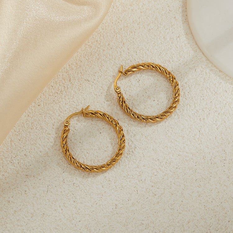 OPK GE960 1pair Stainless Steel Gold Plated Vintage Twist Earrings - Gold