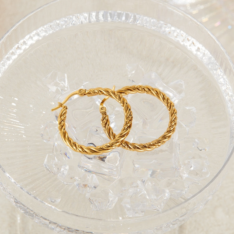 OPK GE960 1pair Stainless Steel Gold Plated Vintage Twist Earrings - Gold