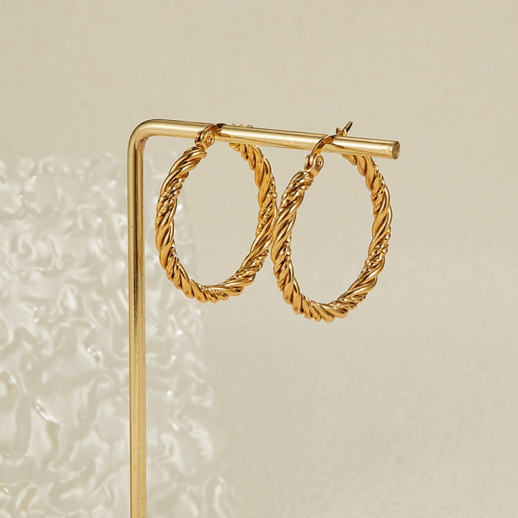 OPK GE960 1pair Stainless Steel Gold Plated Vintage Twist Earrings - Gold