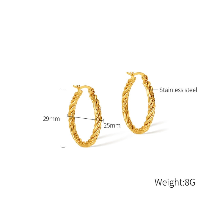 OPK GE960 1pair Stainless Steel Gold Plated Vintage Twist Earrings - Gold