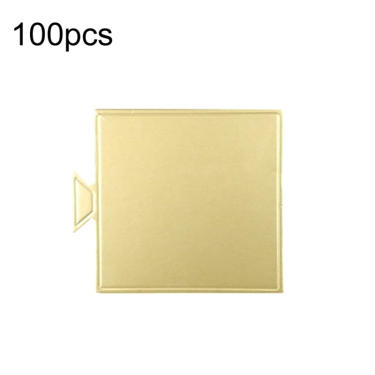 100pcs /Set 84x90mm Square Golden Paper Plates Dessert Board Base Mousse Mat Cake Cardboard Pastries Display Tray