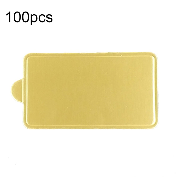 100pcs /Set 100x52mm Rectangle Golden Paper Plates Dessert Board Base Mousse Mat Cake Cardboard Pastries Display Tray