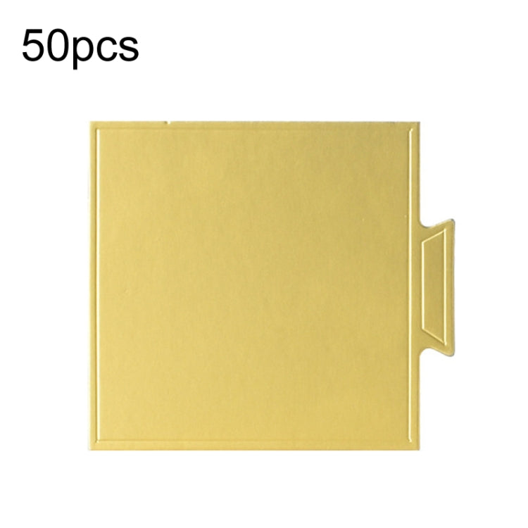 50pcs /Set 100mm Square Golden Paper Plates Dessert Board Base Mousse Mat Cake Cardboard Pastries Display Tray