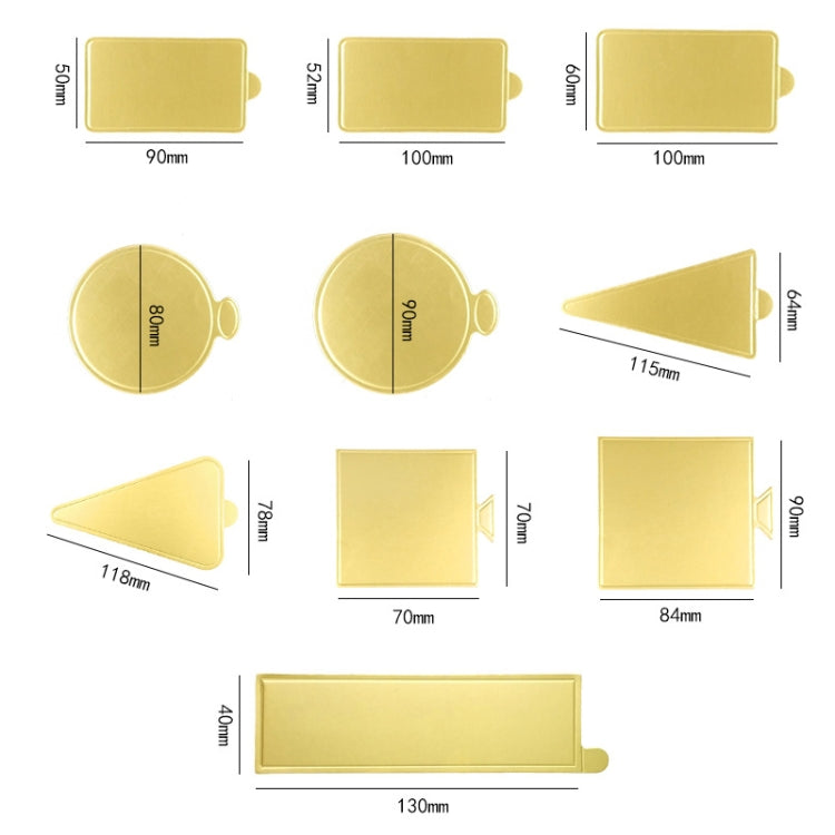 100pcs /Set 100x52mm Rectangle Golden Paper Plates Dessert Board Base Mousse Mat Cake Cardboard Pastries Display Tray