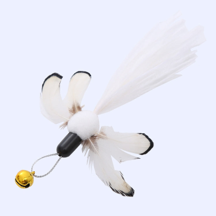 Simulated Insect Feather Cat Teaser Replacement Head Cats Self-Help Toy Bell, Style: White Tailed Bug