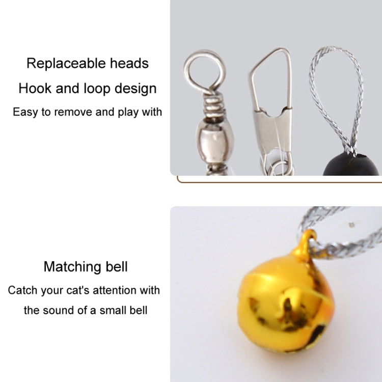 Simulated Insect Feather Cat Teaser Replacement Head Cats Self-Help Toy Bell, Style: White Tailed Bug
