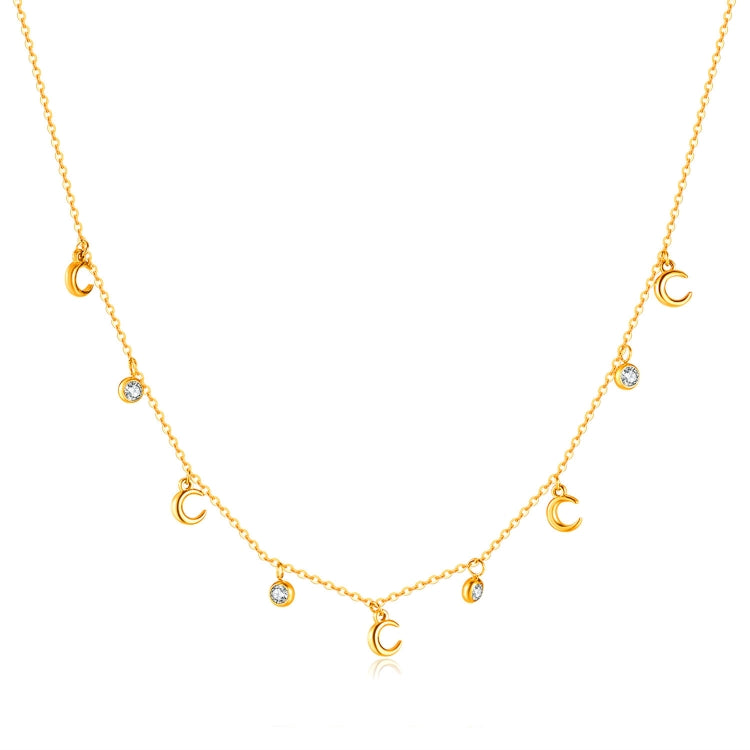 OPK GX2408 Simple Stainless Steel Moon Pendant With Zirconia Collarbone Chain