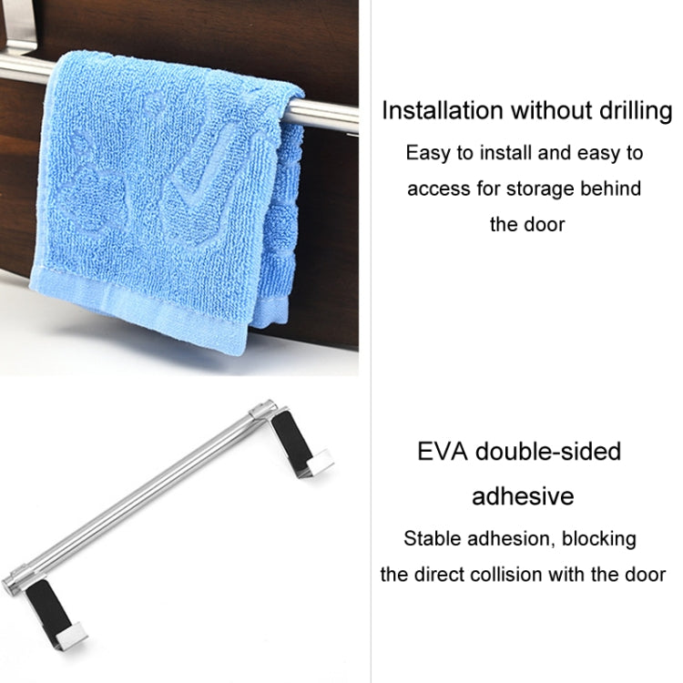 No-Punch Stainless Steel Over Door Towel Rack Cabinet Door Rag Hanging Holder, Length: 23.5cm Black