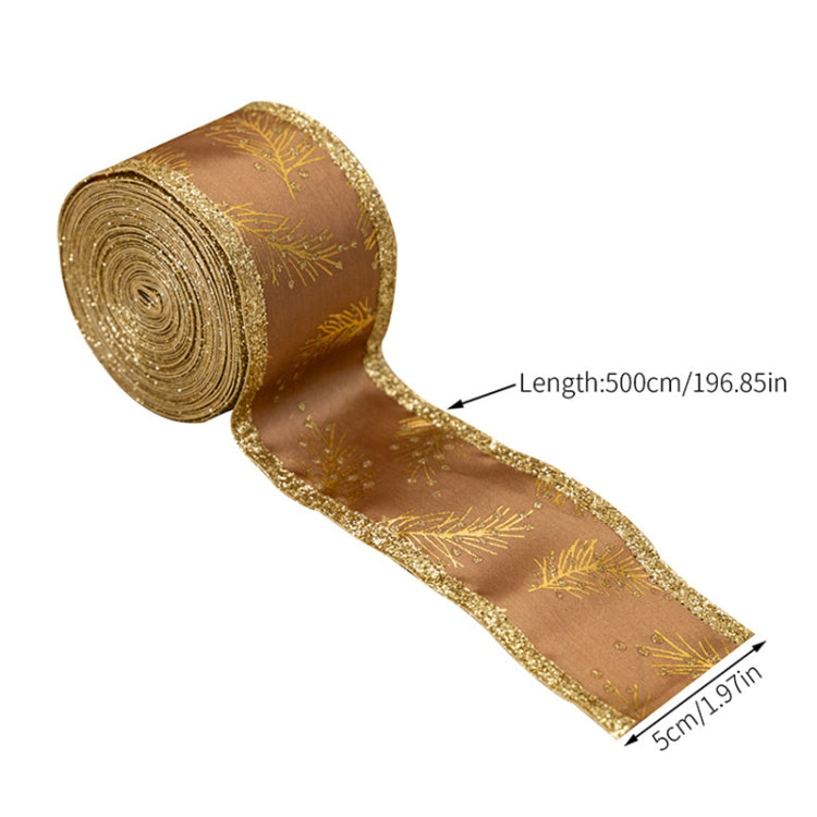 5m x 5cm Multifunctional Christmas Decorative Ribbon Gift Box Packaging Ribbon with Wire