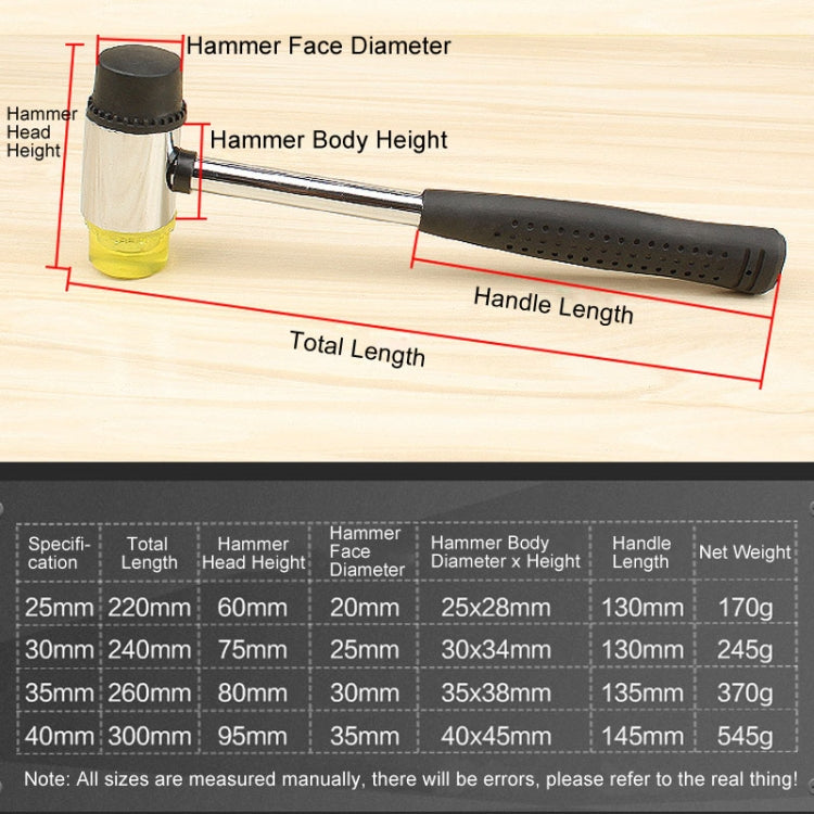 35mm No Bounce Mounting Hammer Handmade DIY Double Face Tap Rubber Hammer