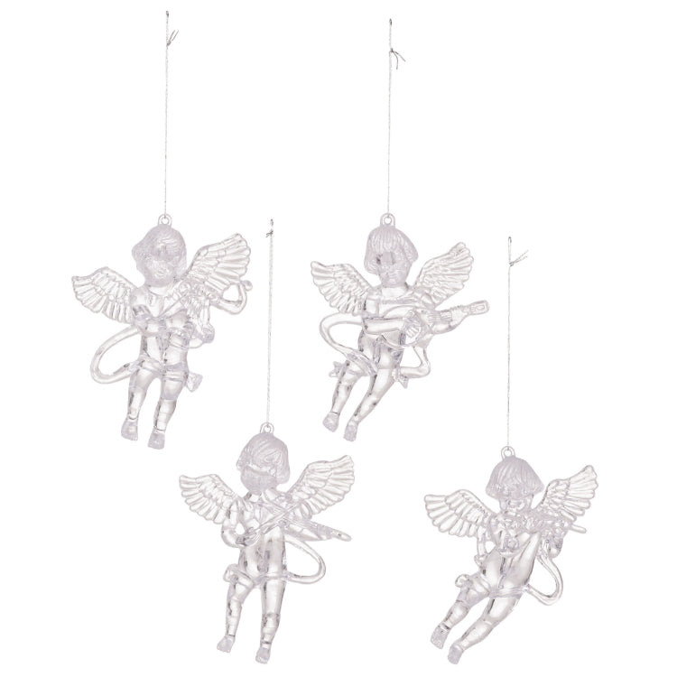 4pcs /Pack Acrylic Angel Christmas Tree Ornaments Christmas Decorations Pendants - Transparent