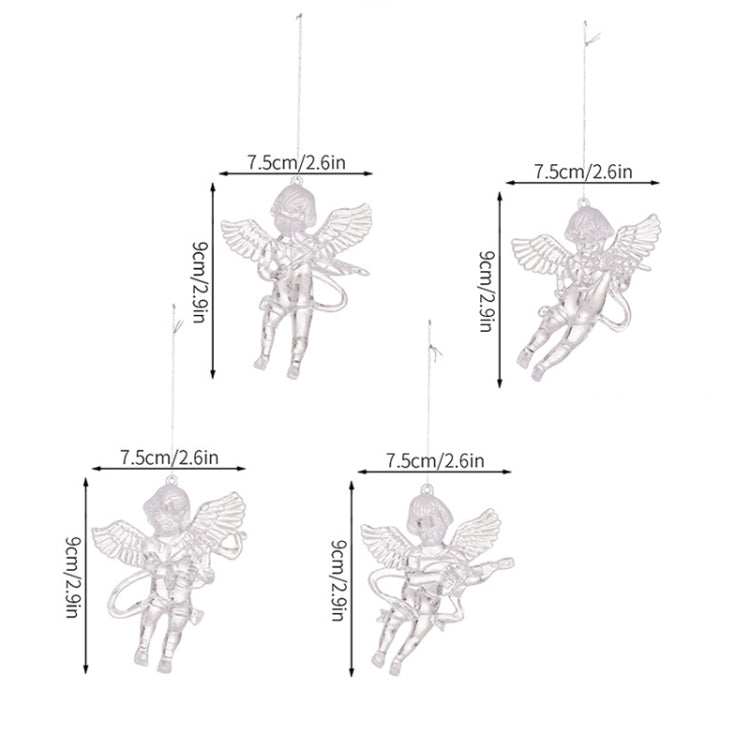 4pcs /Pack Acrylic Angel Christmas Tree Ornaments Christmas Decorations Pendants - Transparent