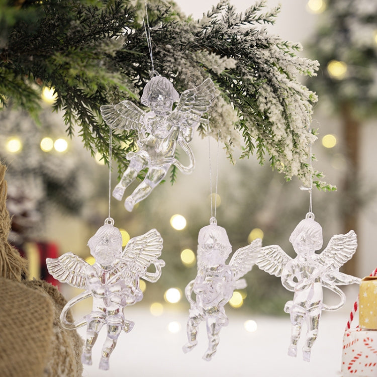4pcs /Pack Acrylic Angel Christmas Tree Ornaments Christmas Decorations Pendants - Transparent
