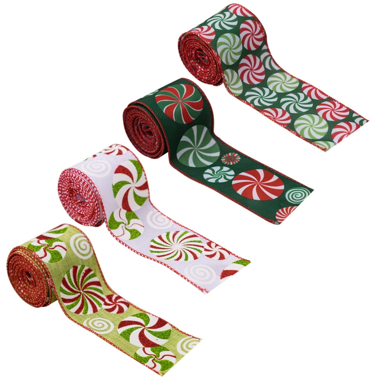DIY Bow Christmas Decorations Colorful Printed Gift Wrapping Ribbon