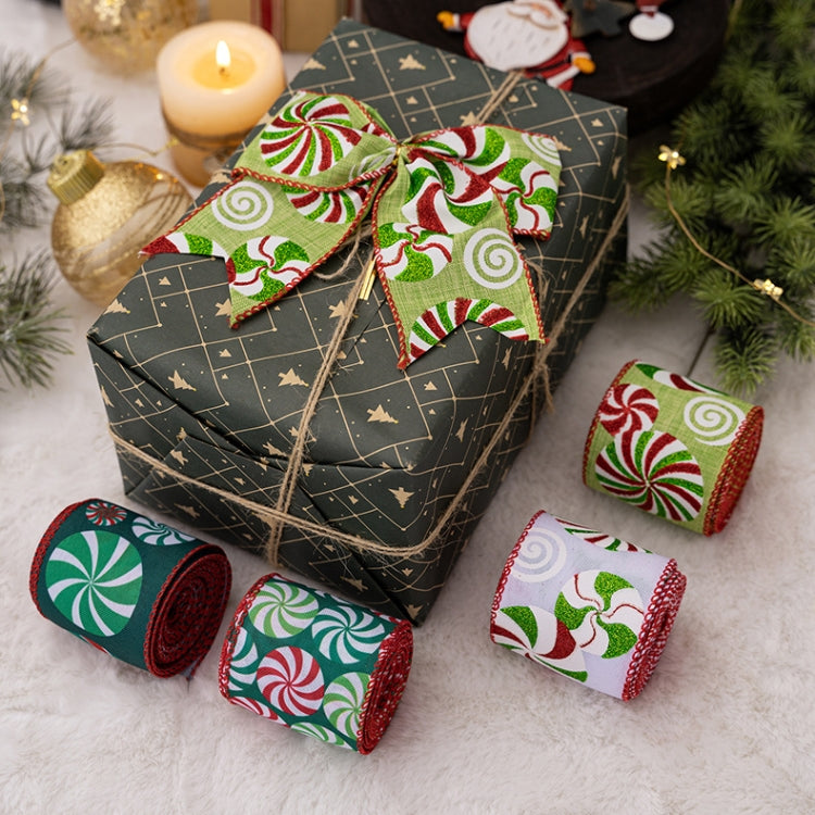 DIY Bow Christmas Decorations Colorful Printed Gift Wrapping Ribbon
