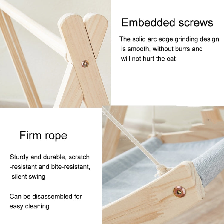 Solid Wood Cat Double-Layer Hammock Universal Cat Bed Washable Kitten Swing, Spec: Cloth Mat