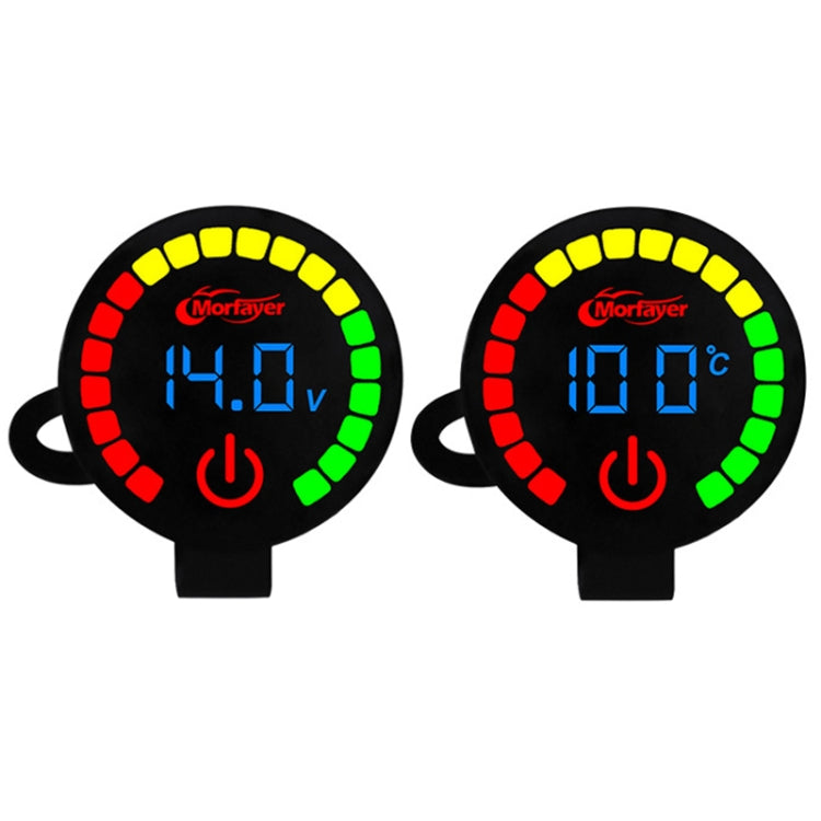 Morfayer Motorcycle Dual Display Intelligent Alarm Power Meter, Model: Voltmeter+Water Temperature Meter - Random Color Delivery
