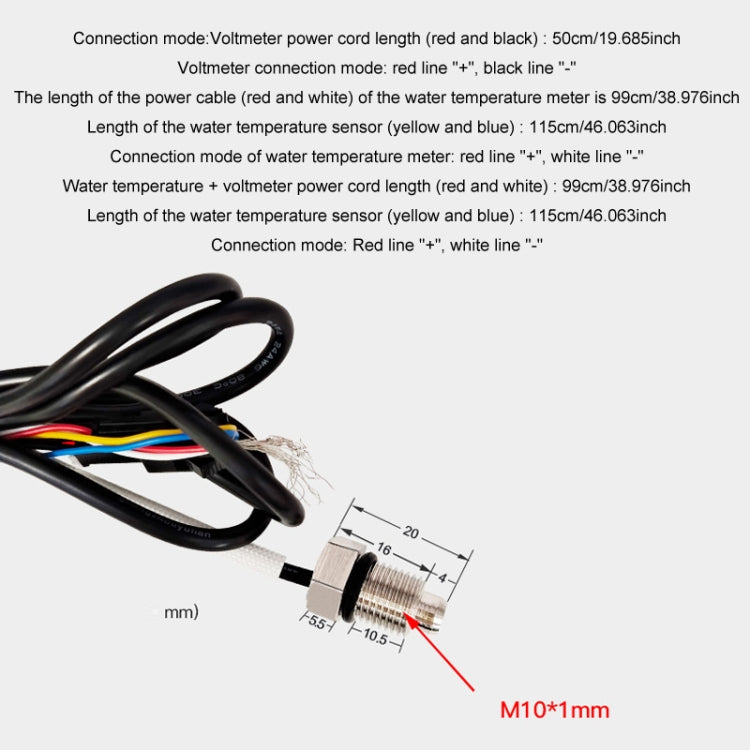 Morfayer Motorcycle Dual Display Intelligent Alarm Power Meter, Model: Voltmeter+Water Temperature Meter - Random Color Delivery