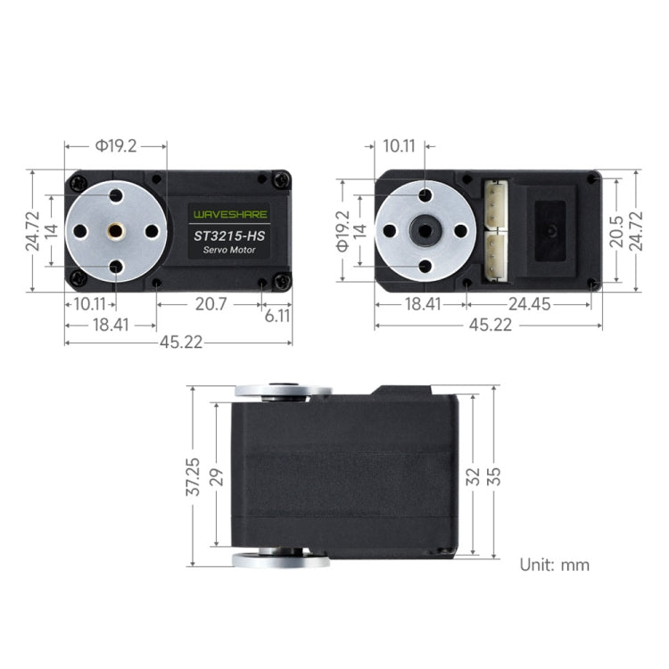 Waveshare 25127 20kg.Cm 106PRM High Speed Bus Servo Motor - ST3215-HS