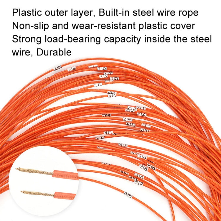 50m Steel Wire Covered With Rubber Measuring Rope With Scale Marking Pull Ring Deep Well Rope