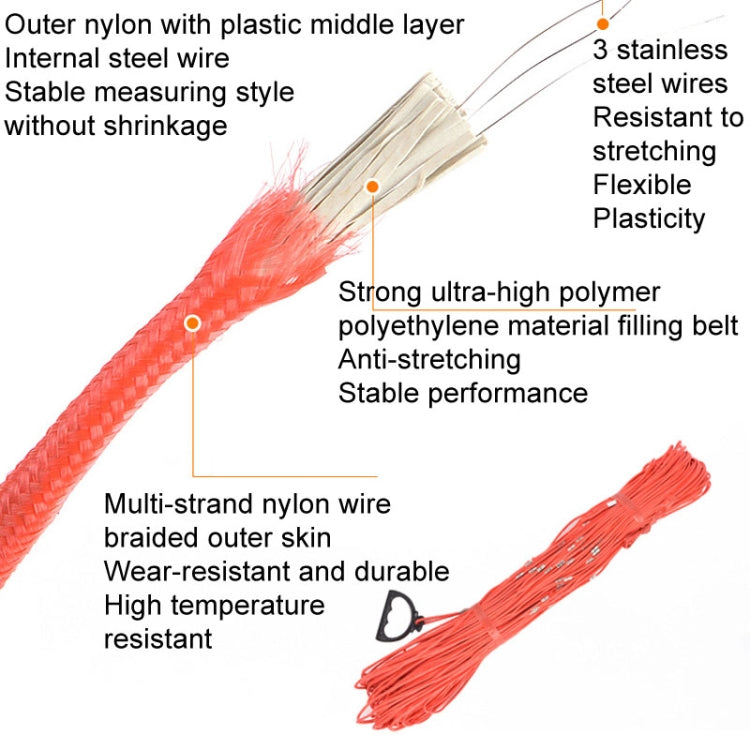 50m Nylon Measuring Rope With Scale Marking Pull Ring Deep Well Rope
