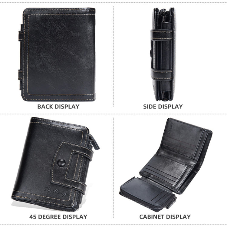 Baellerry D5112 RFID Anti-Theft Multi-Card Slot Buckle Tri-fold Zipper Short Wallet Coin Purse