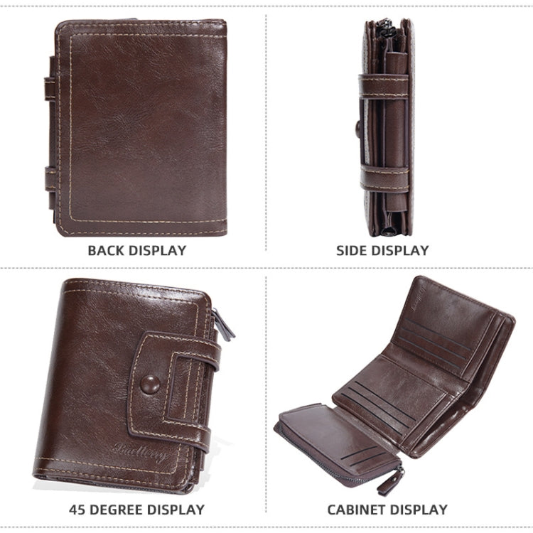 Baellerry D5112 RFID Anti-Theft Multi-Card Slot Buckle Tri-fold Zipper Short Wallet Coin Purse