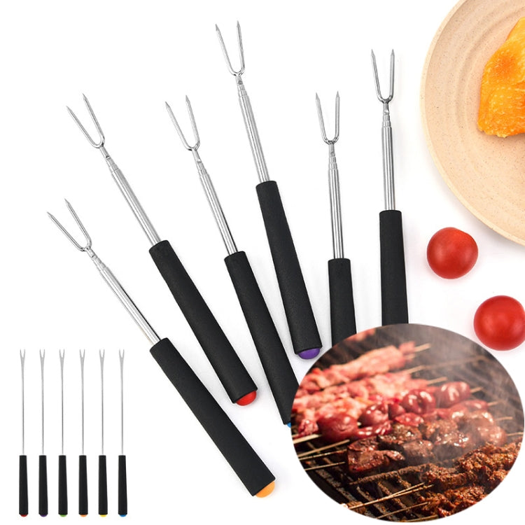 V-Shape Outdoor Portable Barbecue Fork Stainless Steel Barbecue Tool, Style: Regular Red