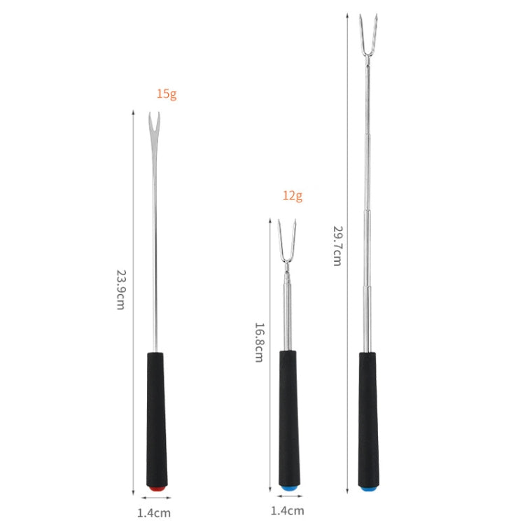 V-Shape Outdoor Portable Barbecue Fork Stainless Steel Barbecue Tool, Style: Retractable Red
