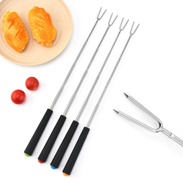 V-Shape Outdoor Portable Barbecue Fork Stainless Steel Barbecue Tool, Style: Regular Red
