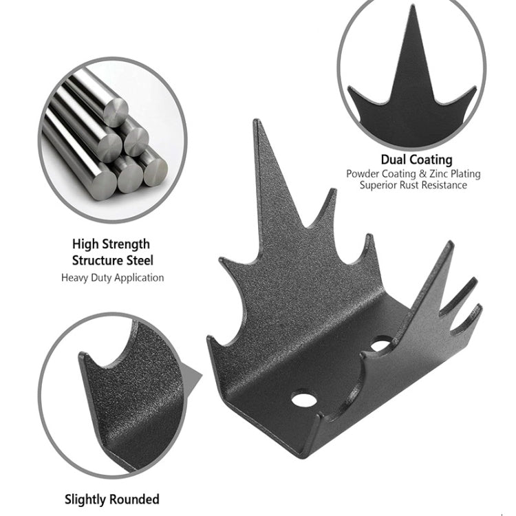 12pcs /Set Safety Fence Nailing Anti Intrusion Fence Wall Spikes Deterrent Device - Black