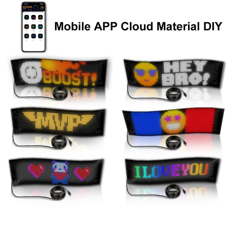 9.2x37.4cm（16 x 64 LEDs） Car Flexible Display Advertising Screen APP Bluetooth Smart Screen