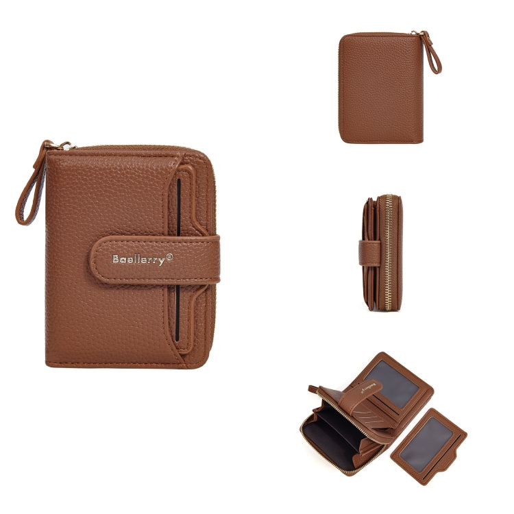 Baellerry N1915 Lychee Pattern Multi-card Slot Zipper Women Short Wallet