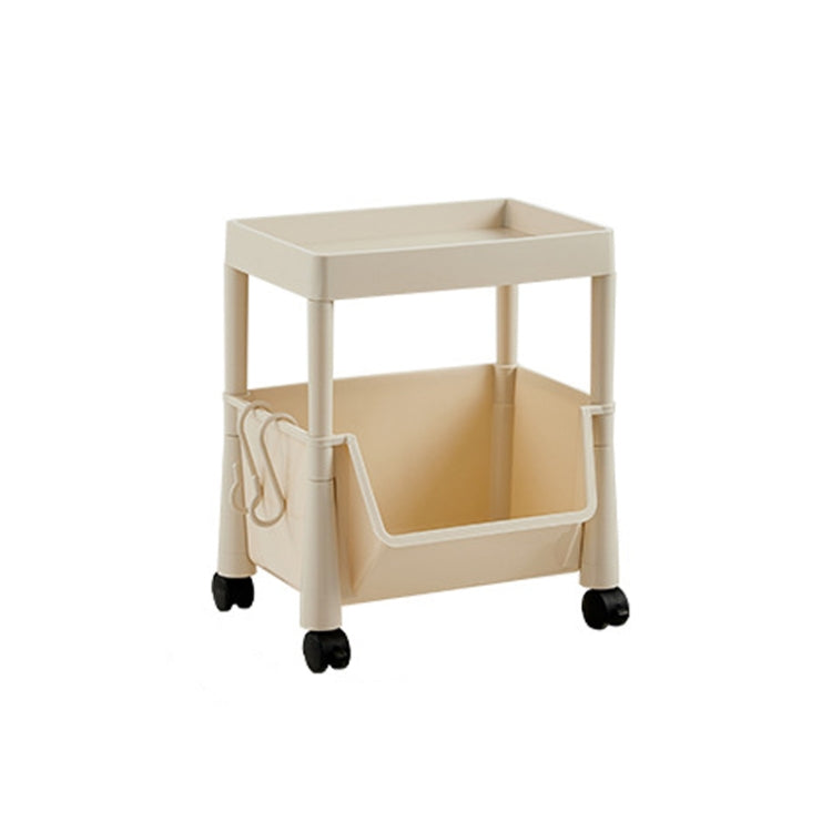 Household Movable Floor-Standing Trolley Bookcase Multifunctional Kitchen Bedroom Shelf With Wheels, Style: 2 Layer With Lid