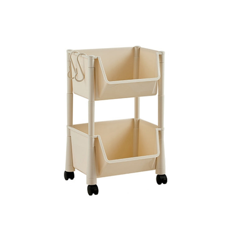 Household Movable Floor-Standing Trolley Bookcase Multifunctional Kitchen Bedroom Shelf With Wheels, Style: 2 Layer Without Lid