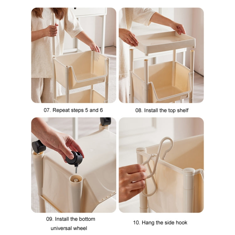Household Movable Floor-Standing Trolley Bookcase Multifunctional Kitchen Bedroom Shelf With Wheels, Style: 2 Layer With Lid