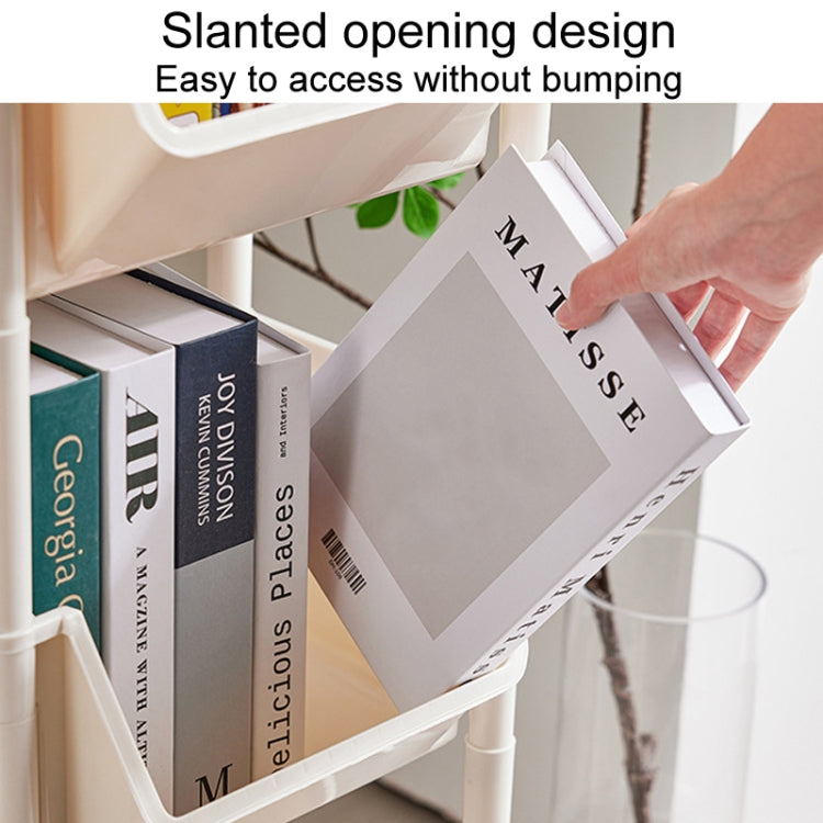 Household Movable Floor-Standing Trolley Bookcase Multifunctional Kitchen Bedroom Shelf With Wheels, Style: 4 Layer Without Lid